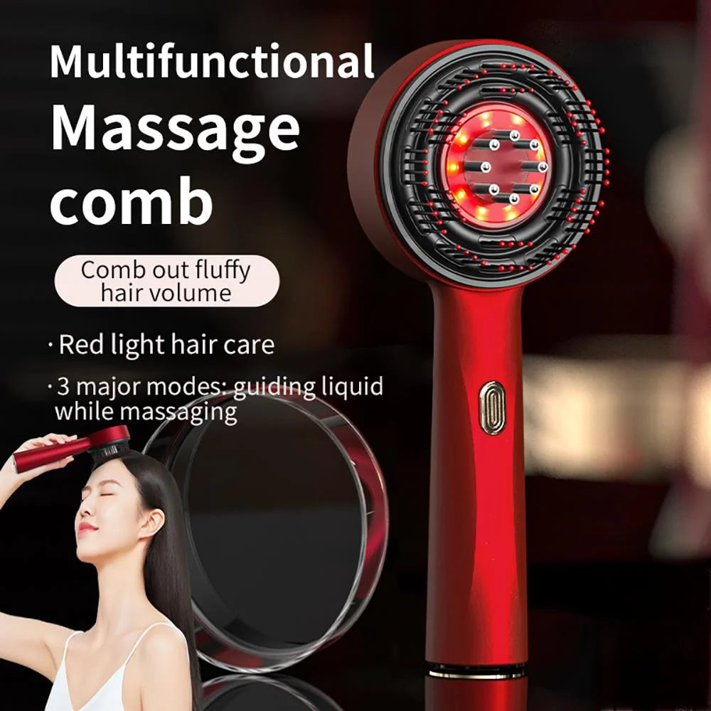 Laser Scalp Massager Comb with Red Light Therapy and Cordless Design, Silicone Hair Oil Applicator for Women