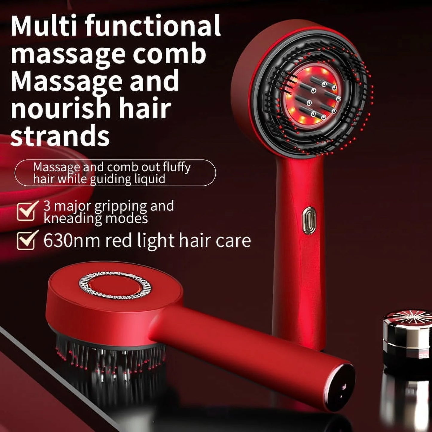 Laser Scalp Massager Comb with Red Light Therapy and Cordless Design, Silicone Hair Oil Applicator for Women